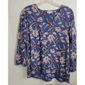 J.JILL Scoop Neck long Sleeve Floral Tee Top‎ modal/Cotton PS casual spring